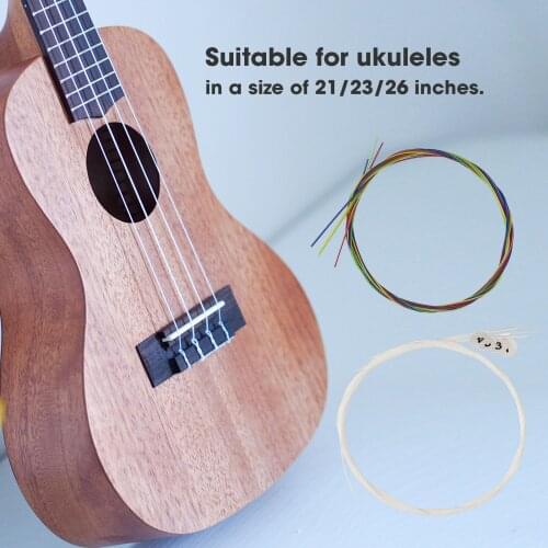 4Pcs/Set Ukulele White Multicolor String Replacement Strings Part for 21-Inch / 23-Inch / 26-Inch Ukulele for String Instrument