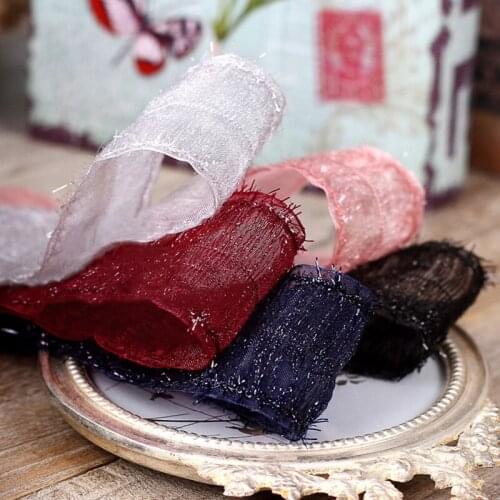 5 yards/lots Silver Wire Snow Gauze Ribbon for Diy Craft Hair Accessories Gift Box Packaging Clothing Material