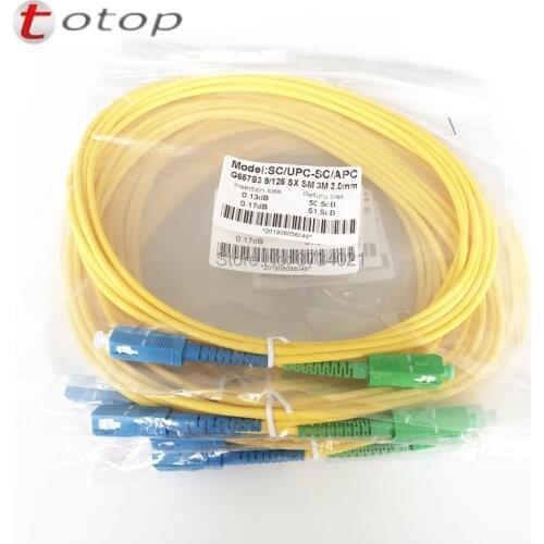 50Pcs/Lot SC/APC, FC/UPC, LC/APC, SC/UPC 3M length 3.0mm G657B3 Yellow optical fiber cable / jumper