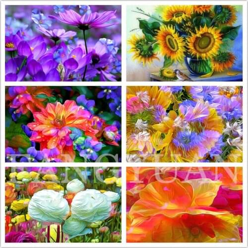 5D Diy Flowers Diamond Painting Full Square Round Drill Cross Stitch Diamond Embroidery Sunflower Art Mosaic Home Decor Gift