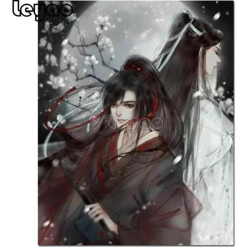 Diamond Mosaic Cartoon Cross Stitch 5d Diamond Painting Long-haired Full Drill Picture mo dao zu shi Anime couples,Chinese art