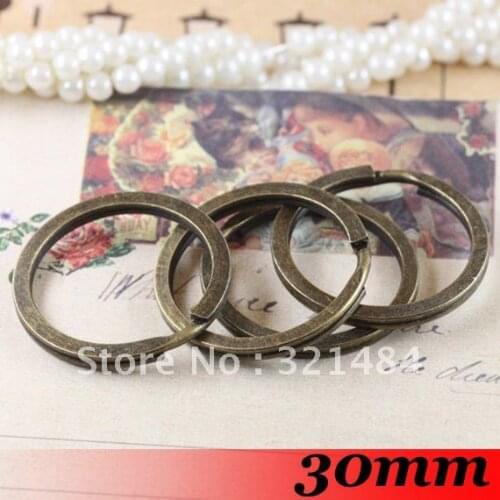 Free ship! 1000piece 30mm Round shape Antique bronze Tone Metal Swivel Split Key Ring Jewelry Bags&Key Chain Link Connector