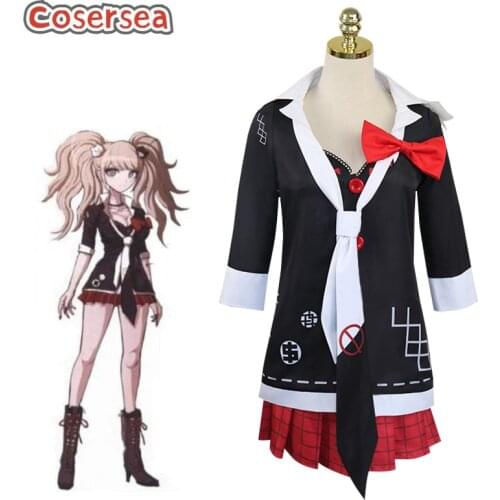 Cosersea Game Danganronpa: Trigger Happy Havoc Enoshima Junko Fullset Cosplay Costume Shirt Coat Skirt Bow Tie Fullset