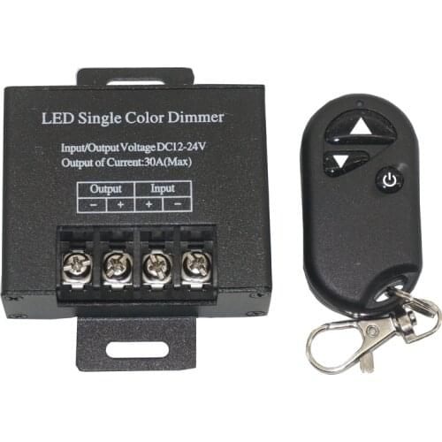 DC12-24V 30A Single Channel LED Dimmer Controller with 3Key Wirelss RF Remote Control for Single Color 5050 3528 LED Striplight