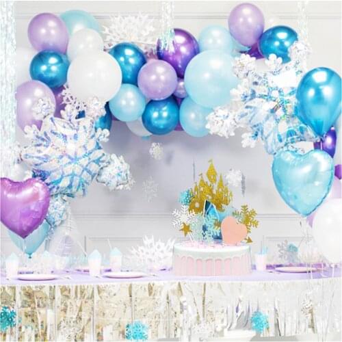 Elsa Anna Princess Snowflake Balloon Garland Arch Kit Christmas Birthday Party Ice Metal Balloon Baby Shower Decoration Globos