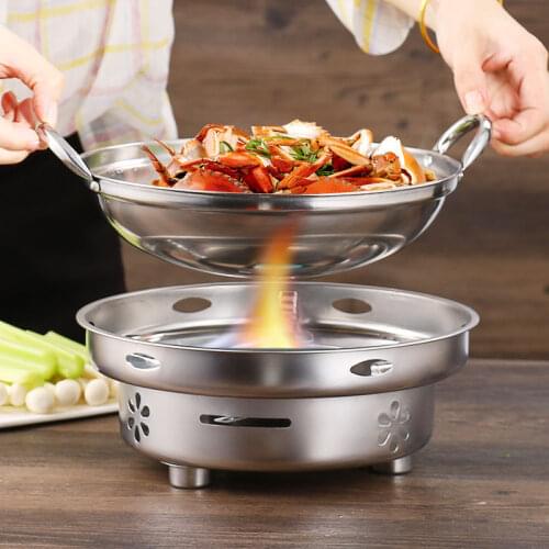 Hot Pot Alcohol Heater Outdoor Household Stainless Steel Spirit Cooker Party Camping Cooking Stove Backpacking Tourist Burner