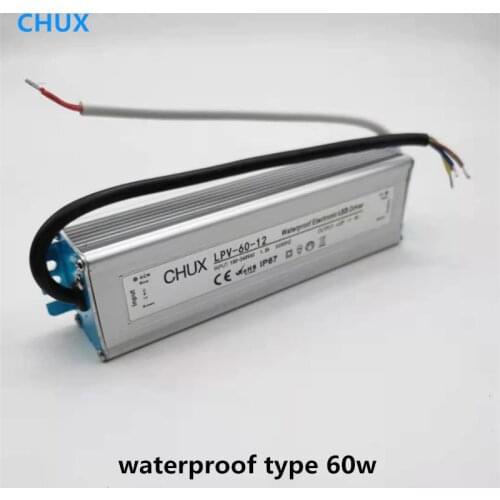 CHUX 60W Switching Power Supply 12V 24v 48V 15V LED Water Proof type LPV50W China Manufacture LED Driver Electronic Tube Light