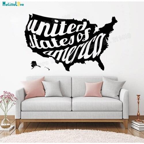 Cool Map Wall Sticker United States of America Home Decor For Living Room Bedroom Self-adhesive Decals Art Murals Gift YT399