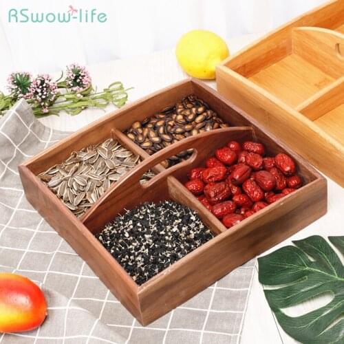 Creative Black Walnut Nut Dried Fruit Box Solid Chinese Style Fractional Candy Box Wooden Living Room Desktop Snack Fruit Plate