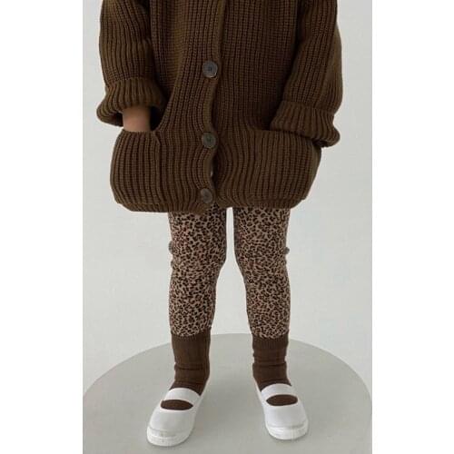 Spring Autumn Girls Leggings Baby Leggings Kids Bottoms Children Activewear Leopard Dot Print Stretchable Skinny 1 To 6 Yrs
