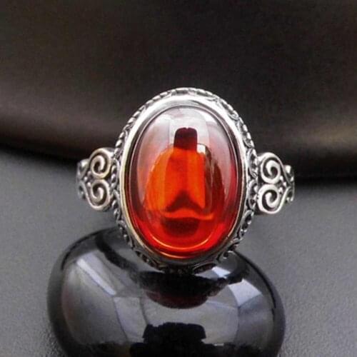 Chinese style green jades mans ring natural jades vintage 925 silver gemstoness ring for man Luxurious silver man ring