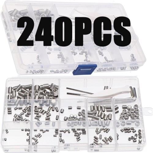 240pcs Stainless Steel M3 M4 M5 M6 M8 Hexagon Socket Head Bolts Assortment Kit With 5 Wrenches and 1 Tweezers Boxed Screws Sets