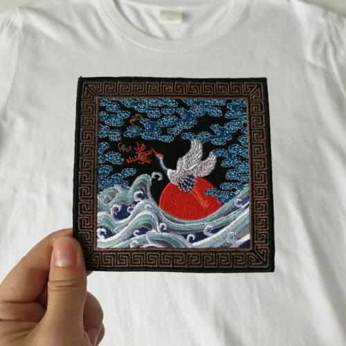 China style Red-crowned crane Animal Patch Decoration Jacket Collocation Decoration Subsidies Diy Embroidery Cloth Accessories