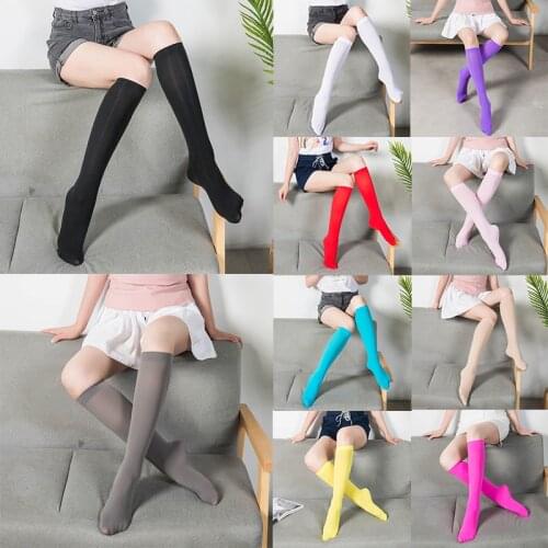 1Pair Japanese Simple Tube Socks Long Socks Thin Velvet Knee Socks Female Socks Breathable Calf Socks Solid Color Comfortable