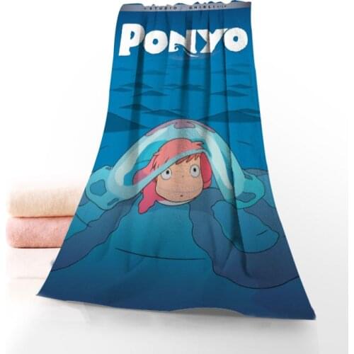 New Hayao Miyazaki Ponyo Towel Printed Cotton Face/Bath Towels Microfiber Fabric For Kids Men Women Shower Towels 70X140cm