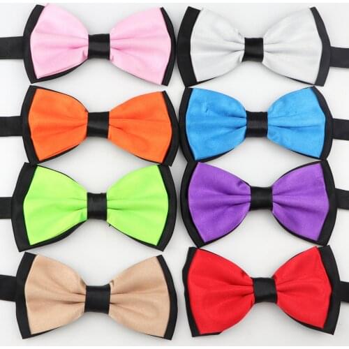 Solid Colorful Bowtie Tuxedo Classic Ties Adjustable Plain Two Tone Bow Tie Polyester Butterfly For Wedding Party Dinner