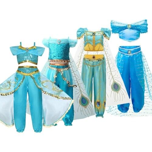 Arabian Princess Dress Aladdin Girl Jasmines Costume Child Dress Up Princess Dress Little Girl Cosplay Birthday Party Costume