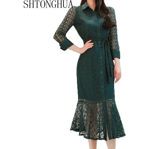 SHTONGHUA Green Summer Dresses