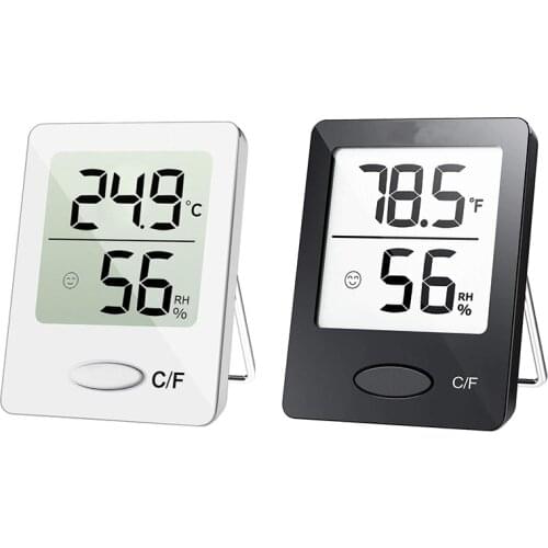 Hygrometer Thermometer with Clear LCD Display and Face Icons, Monitor Temperature and Humidity for Home Office