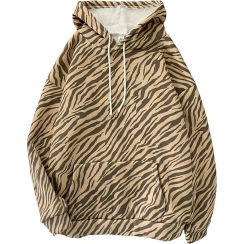 Thin Fleece Spring Autumn New Product Women Hoodie Loose Sweatshirt Harajuku Leopard Retro Pullover Europe America Coat Female