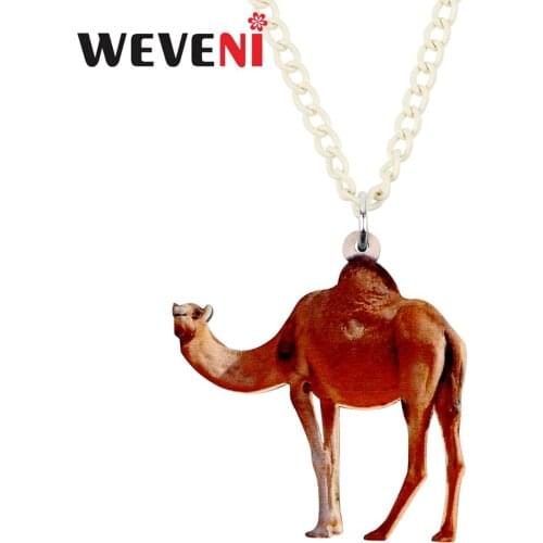 WEVENI Acrylic Anime Desert Camel Necklace Pendant Chain Animal Jewelry Lady Girls Teen Kids 2019 Fashion Party Gift Decorations