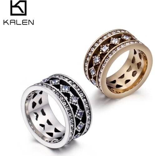 KALEN High Quality Color Stainless Steel Finger Rings For Women Bague Femme Stone & Crystal Vintage Anillos Mujer Jewelry Party