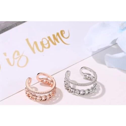 Fashion bridal sets chain ring female crystal adjustable index finger ring for women 2020 Wedding rings Jewelry