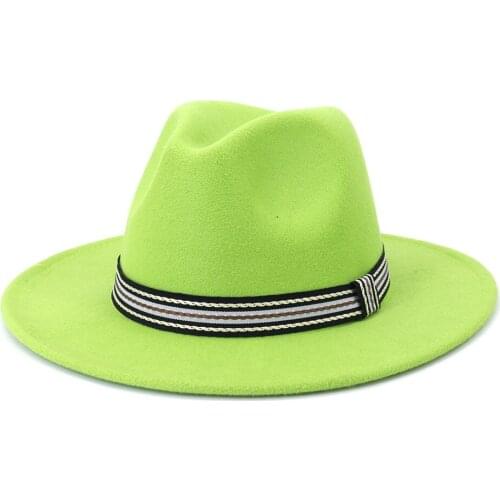 Women wide brim felted solid color ribbon church dresses band belt formal jazz caps panama winter hats MZ33