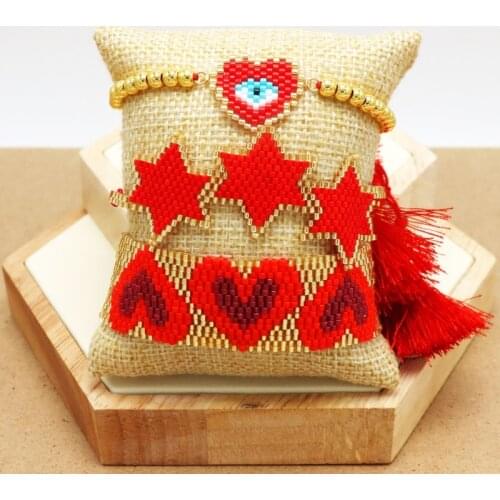 ZHONGVI MIYUKI Heart Bracelet Boho Women Turkish Evil Eye Bracelet Red Set Star Jewelry Pulsera Mujer 2020 Tassel Handmade Gifts