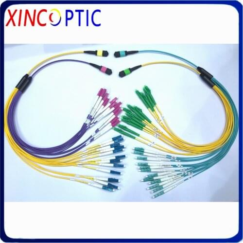 12F MPO Male-12xLCUPC 2.0mm Fanout SMF MM OM3 OM4 12Core M MPO-LC 3M Fiber Optical Patch Cord Jumper Cable,L:3M (2M+1M)
