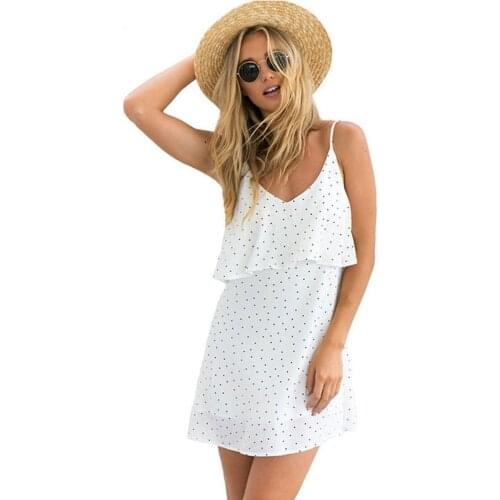 20 New Sexy V-neck Sleeveless Printed Sling Chiffon Dress