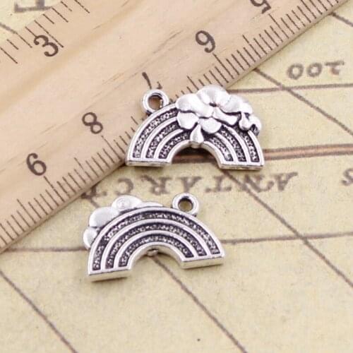 20pcs Charms Rainbow Flower 12x19mm Tibetan Bronze Silver Color Pendants Antique Jewelry Making DIY Handmade Craft