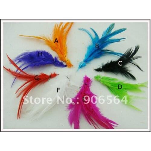 200Pcs/Lot Rooster Chinchilla Coque Feather 6-7'' Assorted 8 Color FREE SHIPPING MSF008