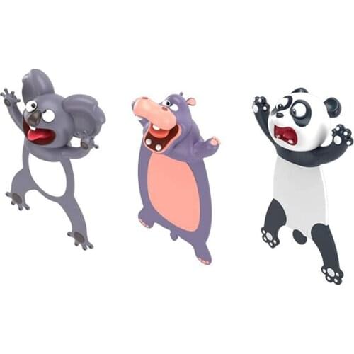 3Pcs Animal Bookmarks 3D Stereo Cartoon Lovely Bookmark Novelty Funny Student Stationery Gift Bookmark for Kids