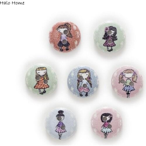 50pcs 2 Hole Girl Round Wood Buttons Decor Clothing Home Sewing Scrapbooking Card Making DIY 15mm