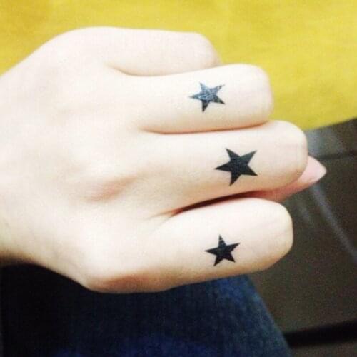 Black Five-pointed Star Temporary Tattoo Cartoon Kids Girl Tatoo Hand Waterproof Ear Tattoos Stickers Men Body Arm Finger Art