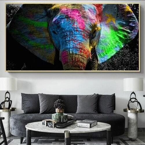 Colorful Elephant Painting Animal Poster Oil Painting On Canvas Wall Art Room Decoration Picture For Hoom