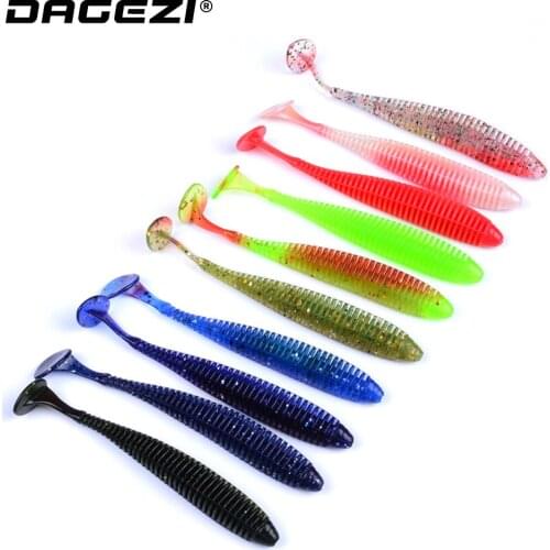DAGEZI 10pcs/lot Jig Head Soft Lure 8.5cm Soft Swimbaits Fly Fishing Bait soft fishing lure 10colors Soft bait Fishing Tackle