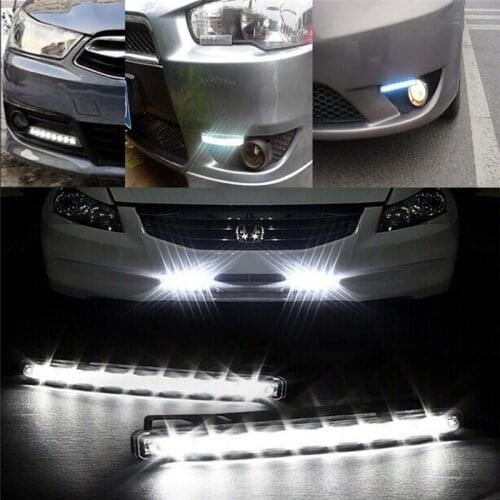 8 LED Car-styling Daytime Running Light Cars The Fog Driving Daylight Head Lamps For Automatic Navigation Lights White