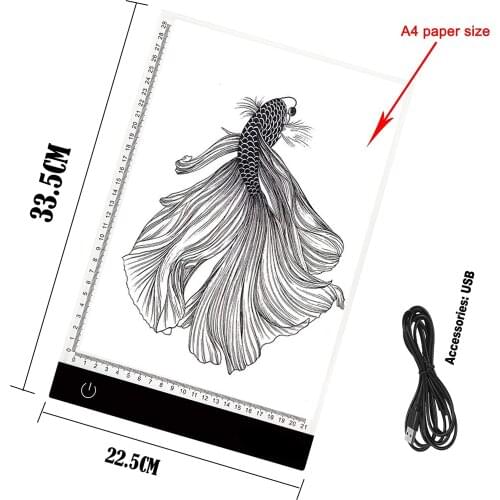 With scale A4 /A3 LED Light Pad Board 5d Diamond Painting Tracing Copy Board with 3 Level Brightness USB Powered Drawing Tablet