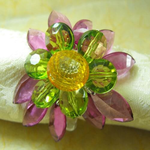 Crystal leaf flower napkin ring,cheap napkin holder