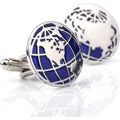 Classic Mens Cufflinks Fashion Casual Earth Map Cuff Shirt Button Sleeve Nail Decor Gifts Wedding Party Accessories for Men