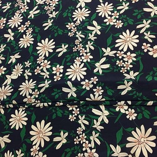 Beautiful floral print on black 100% silk crepe de chine fabric for women dress,SCDC1382