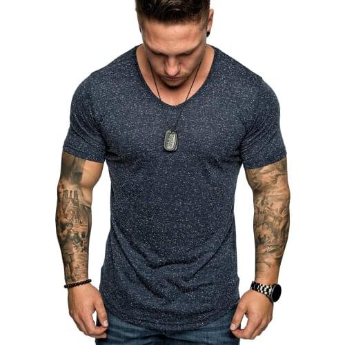2020 New Casual V-Neck Men T Shirt Fashion Streetwear Male T-shirt Bottoms Short Sleeve Mens Tees Dropshipping