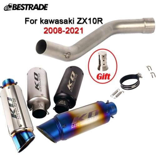 Motorcycle Exhaust Mid Link Tips Middle Connect Tube Escape 51mm Muffler Pipe for Kawasaki Ninja ZX10R 2008-2021 Stainless Steel