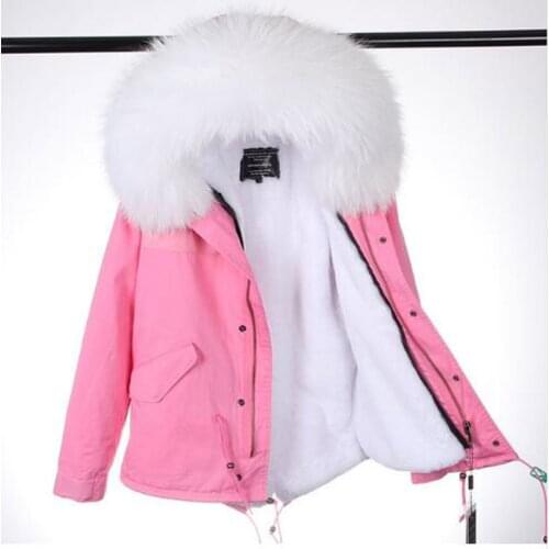 2020 New Lady Parkas Female Jacket Real Large Raccoon Fur Winter Coat Women Jacket Coats Collar Thicken Warm Padded Cotton