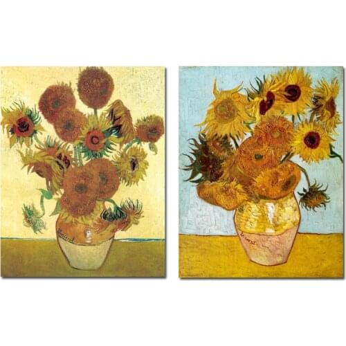 YWDECOR Vincent Van Gogh Golden Sunflower Poster Print Floral Vase Oil Painting Canvas Art Modern Wall Picture for Living Room