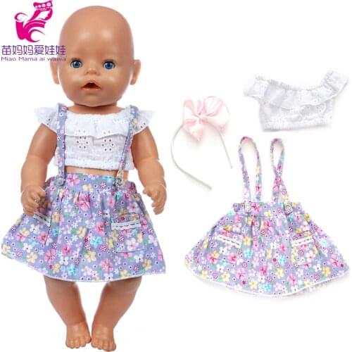 43 cm baby new born doll strap flower dress 18 inch girl doll clothes shirt dress