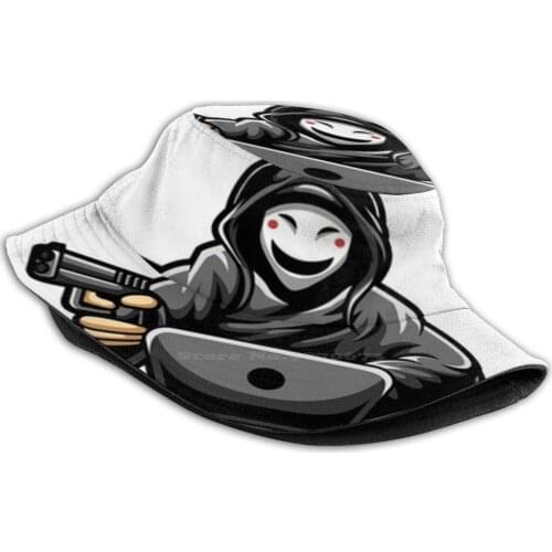 Hacker Face By Revoltofficial Bucket Hat Beach Tourism Hats Breathable Sun Cap Hacker Face Revolt Official Hacker Hacker With