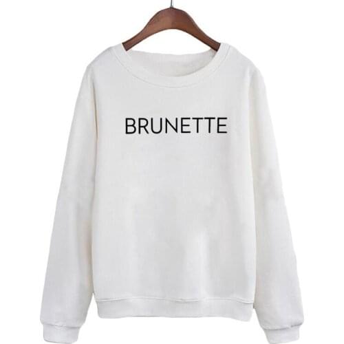 Fashion Letters Print Crewneck Pullovers Autumn Winter Fleece Hoodies Pullovers Brunette Harajuku Sweatshirt Womens Clothes